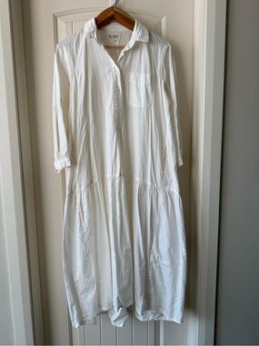 Rowie the Label White Button-Front Dropwaist Dress | organic cotton